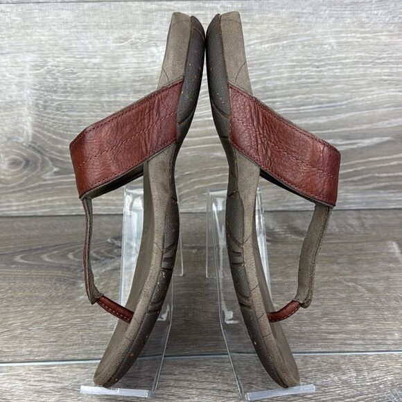 Teva Keelie Brown Leather Womens Sz 7.5 Thong Slip On T-Strap Flip Flop Sandals - Picture 9 of 15